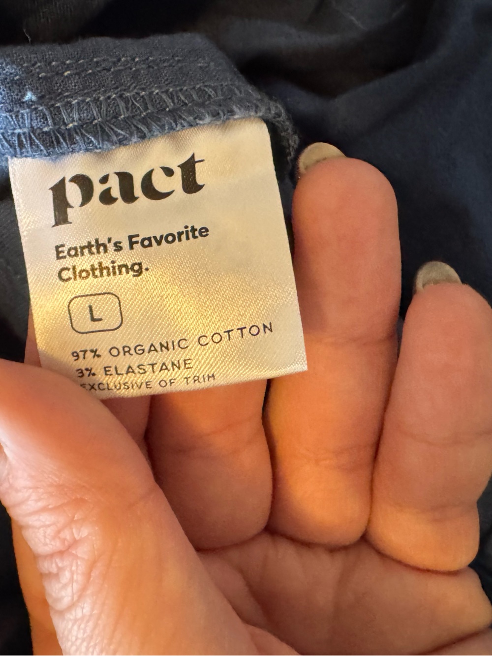 NEW Pact Organic Cotton Daily Twill Cropped Pants Blue Large NWT - Picture 8 of 9